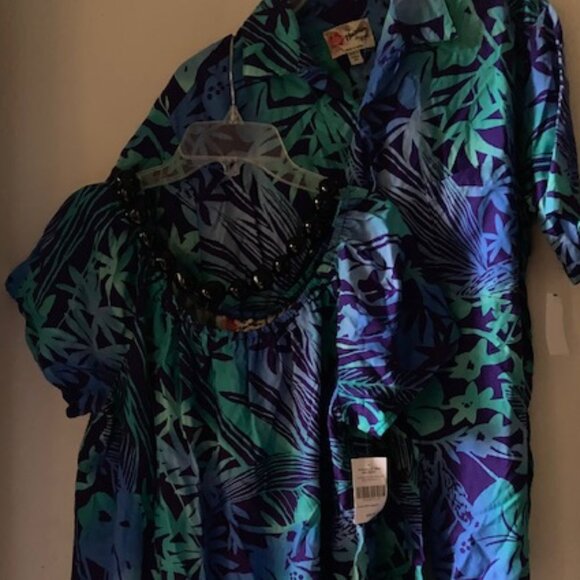 HILO HATTIE HAWAIIAN ALOHA RESORT WEAR ORIGINAL MADE IN HAWAII BLUES GREEN NEW L - Picture 7 of 12